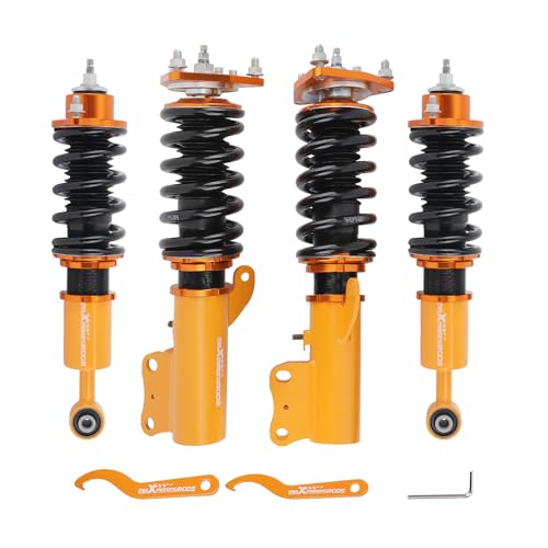 maXpeedingrods Coilovers for Mitsubishi Outlander Sport 2011-2020, for Mitsubishi Lancer 2008-2016, 24 Levels Damping Adjustable Coilovers Suspension Kit, Height Adjustable Shock Lowering Kit Gold