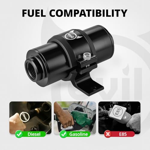EVIL ENERGY Inline Fuel Filter 10 Micron with 6AN 8AN 10AN Adapter&Bracket Clamp 50MM Universal