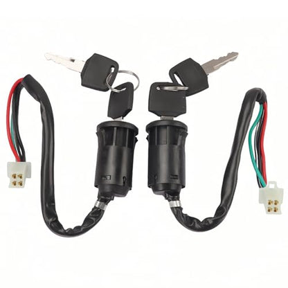 2 Pack Ignition Switch with Keys 4 Wire Pin Starter Key Switch for 50cc 70cc 90cc 110cc 125cc 150cc 200cc 250cc ATV Quad Go Kart Pit Bike Scooter TaoTao Coolster Apollo Sunl Roketa Baja Hawk Coleman