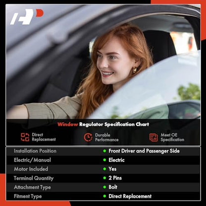 A-Premium Front Driver and Passenger Side Power Window Regulator with Motor - style: Front Driver+Passenger (LH+RH)