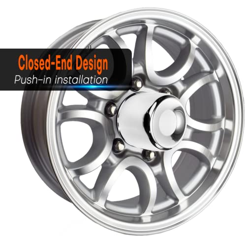 4Pcs 3.31 inch Wheel Center Caps Fit 3.31" Center Bore Truck Trailer RV SUV Wheels Rims, Carbon Steel Chrome Push Through Hub Covers - color: Chrome Silver, size: 3.31in Hub Hole, 2.99in Tall