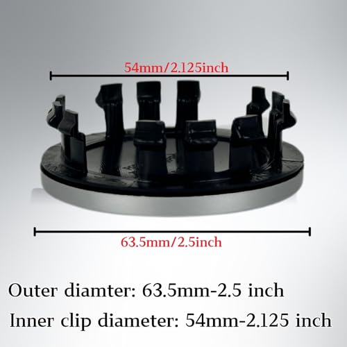 63mm=2.5 inches-Slash Wheel Center Cap Covers Hub Cap Emblem Badge Compatible with Jeep & Chrysler & Dodge Charger Challenger Durango Dart (Silver Black) - color: Silver Black