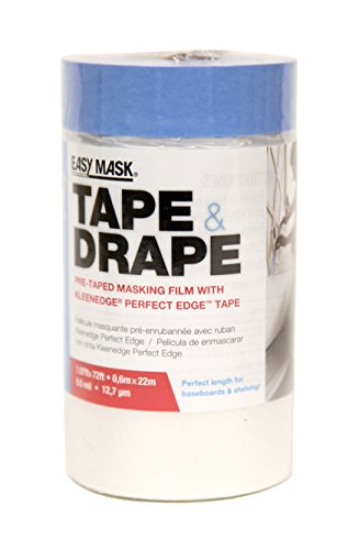 Trimaco 949460 Easy Mask Tape & Drape Pre-Tape Masking Film with 14 day Blue PerfectEdge Tape, 0.6m x 22m - size: 0.6 m x 22 m (Pack of 1), style: 0.6 m x 22 m
