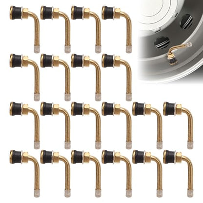 20PCS 90 Degree Valve Stem, Valve Stem Replacement Kit, TR570C Copper Scratch Resistant Tire Valve, Stem Extension Adaptor for Truck Trailer RV Recreational Vehicle