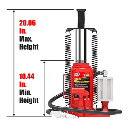 BIG RED 20 Ton Hydraulic Aluminum Alloy Pump/Pneumatic Quick Lift Welded Car Bottle Jack, Longer Lifespan, Ideal for Car, Pickup, Truck, SUV, Industrial Engineering - color: Red, style: 20 Ton(40,000 LBs)