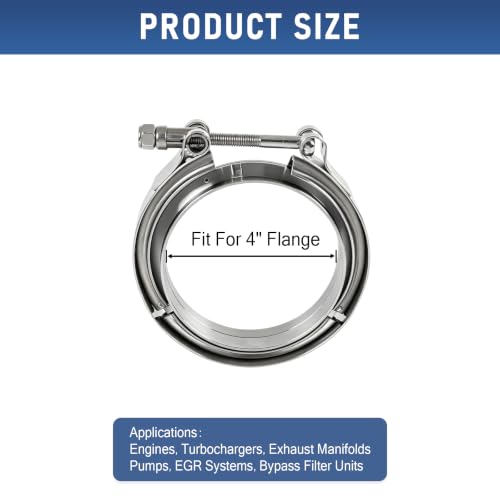 4" V-Band Flange Clamp Kit W/Ridge 2PC Stainless Steel For Exhaust Downpipe - size: 4.0"
