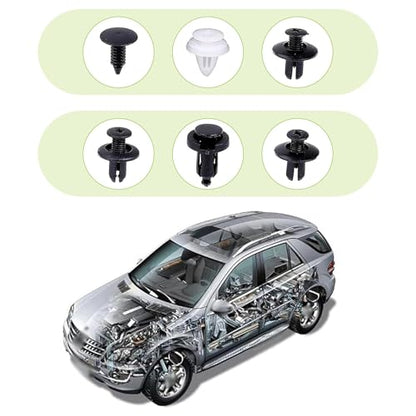 100 PCS Car Bumper Retainer Clips, 6 Sizes Plastic Rivets Push Fastener Kit with Fastener Remover, Door Trim Panel Fender Body Fasteners Replacement Set, Universal for Most Cars (White)