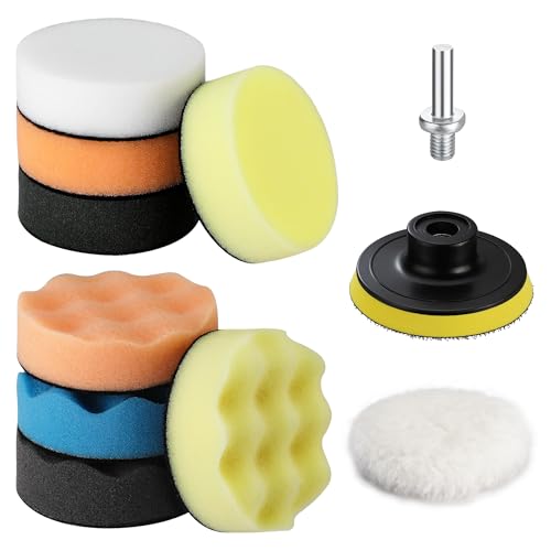 WORKPRO 3 Inch Drill Buffing Pad Kit - 11 Pcs Car Foam Polishing Pads Set