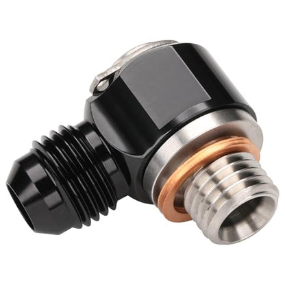 6AN Male Flare Banjo to M12x1.5 Stainless Steel Banjo Bolt Assembly Fitting Adapter Black - size: 6AN to M12x1.5