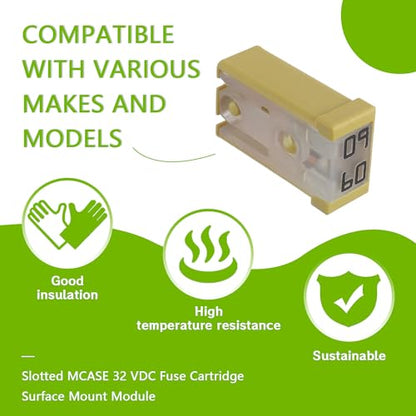 60A 32V Mini Slotted Automotive MCASE Shaped Cartridge Fuse Kit(Pack of 6pcs,60A) - style: 60A