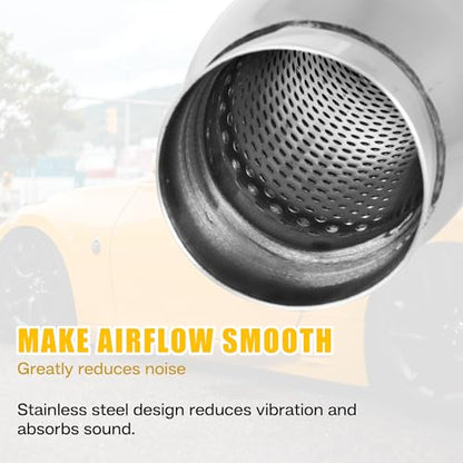 3" Universal Resonator, Straight Through Performance Muffler, 4.5" Body Width, 13" Overall Length, 304 Stainless Steel Welded On Resonator Muffler, Polished - size: 3-4.5" Inlet 13" Overall Length