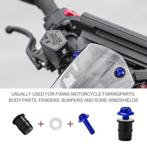 10PCS Motorcycle Windshield Bolt Kit, M5 Motorbike Fairing Bolts Nuts (Blue) - color: Blue