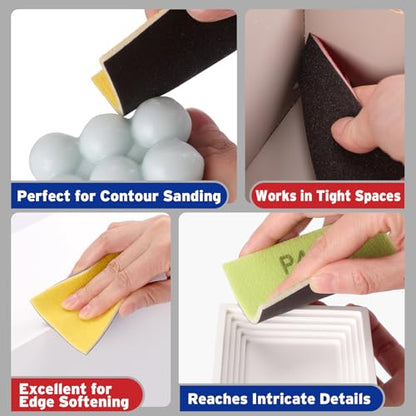 48Pcs Sanding Sponge Set, 80-1000 Grit Fine Sanding Sponges Pads, Washable Sandpaper Assortment for Wood, Drywall, Metal, Auto, Wet Dry Sandpaper for Versatile Smoothing.