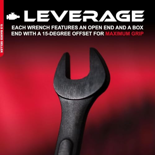 ABN Standard Wrenches Set - 16 Piece SAE Combination Wrench Set 1/4in to 1-1/4in SAE Wrench Set with Roll Up Pouch - size: SAE