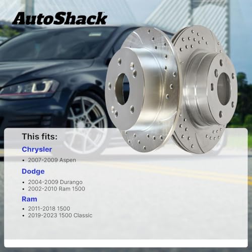 AutoShack Front & Rear Drilled & Slotted Silver Zinc Coated Brake Rotors - style: SILVER SHIELD PRO