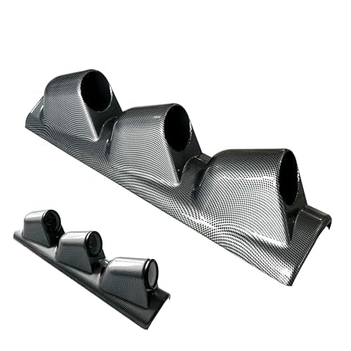 Universal Black 2" 52mm Triple 3 Hole Pillar Gauge Pod Holder - size: LONG CARBON