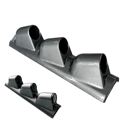 Universal Black 2" 52mm Triple 3 Hole Pillar Gauge Pod Holder - size: LONG CARBON