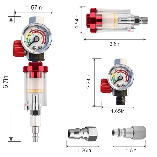 Paint Gun Regulator With Gauge Air Pressure Filter Separator G1/4NPT