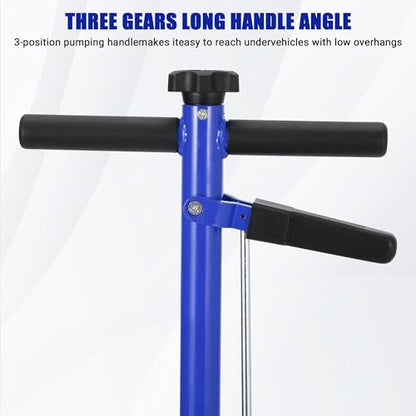 GarveeTech 30 Ton Air Hydraulic Floor Jack for Heavy Duty Trucks & Tractors – Low Profile (9"-17.7"), 4 Adapters, 46" Adjustable Handle – 66,000 Lbs Capacity - color: 30 Blue