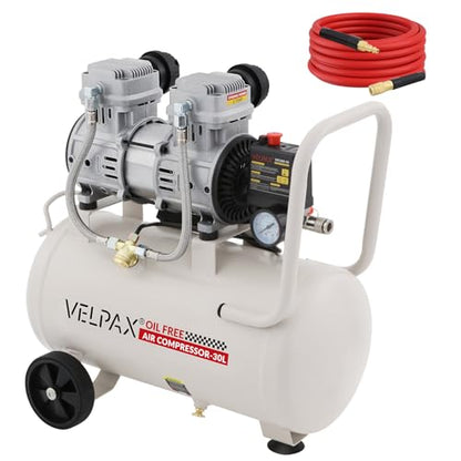 Ultra Quiet Air Compressor, Only 68dB, 8 Gallon Tank, Oil-Free, 110V/60Hz 1.75HP, 7.42CFM@115PSI, Air Compressor Perfect for Spray Painting, Auto Repair, Tire inflation, Woodwork nailing - size: 8 Gallon