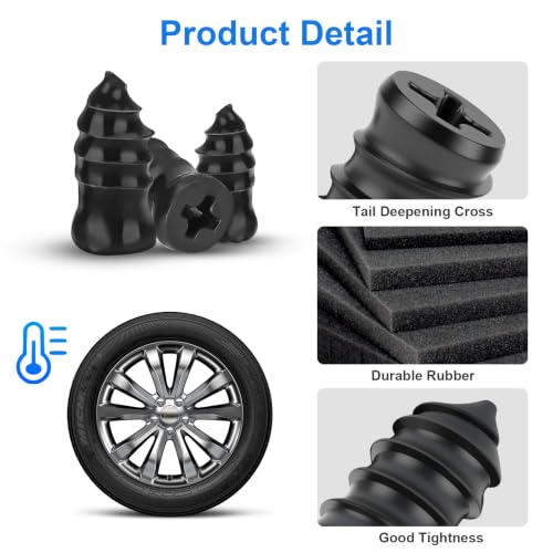 Linkstyle 100PCS Tire Repair Kit, Screw-in Tire Plug Set with 3 Sizes Rubber Plugs, Flat Tire Puncture Repair Screws for Car Truck Motorcycle SUV Roadside Emergency Fix with Screwdriver & Storage Case - size: 100PCS with 3 Sizes