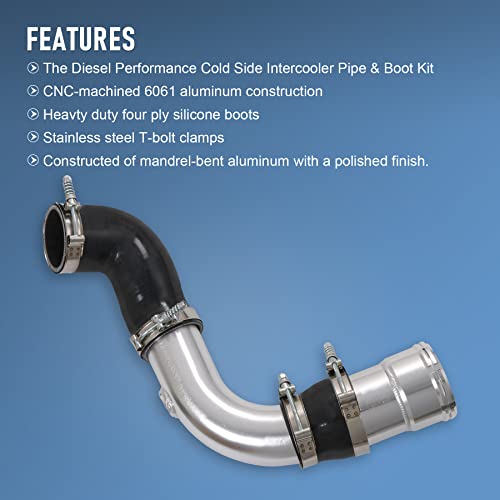 Cold Side Intercooler Pipe Kit Compatible With Ford F250 F350 6.7 2011-2016 - size: Cold Side Intercooler Pipe Boot Kit