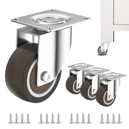 1.5" Caster Wheels Set of 4, Swivel Plate Furniture Small Casters, No Noise Rubber Wheels, Suitable for Workbench, Table - style: 1.5 "