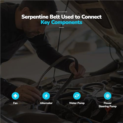 K060667 Serpentine Belt for Hyundai Genesis Santa Fe Tiburon Tucson - size: 6PK1696-1696mm