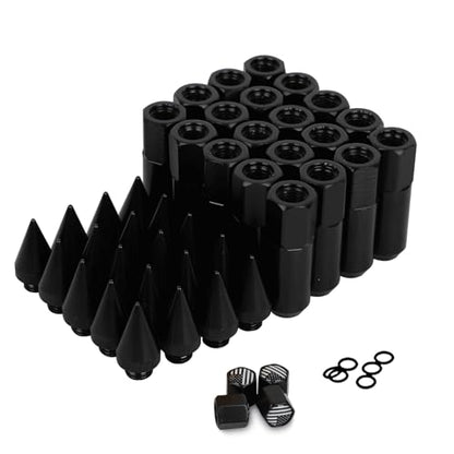 M12x1.5 Spikes Lug Nuts, 60mm Aluminum Wheel Nuts 20pcs - color: Black