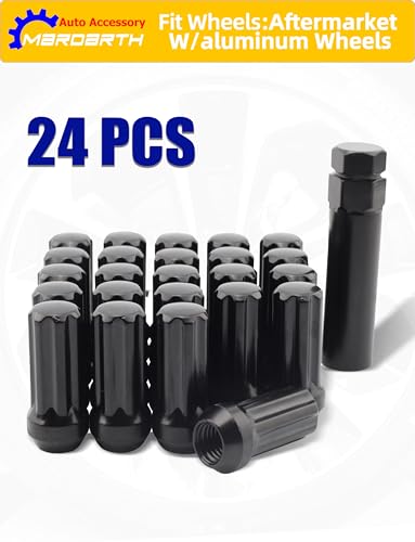 24+1 14x2.0 Spline Lug Nuts 2" Long conical seat Fits F150 Expedition - size: 14mm × 2.0, style: 24 Count