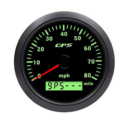 KAOLALI Digital GPS Speedometer Speed Gauge 85mm (3.34 inch) Boat MPH GPS Speedometer Odometer 0-80MPH for Truck Marine Car Motorcycle 9-32V 7 Colors Backlight - color: 80MPH-Black