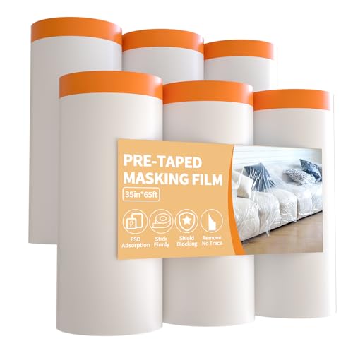 Drop Cloth for Painting, 35”x 65’(6 Rolls), Painters Plastic Roll - size: 35in x 65Ft
