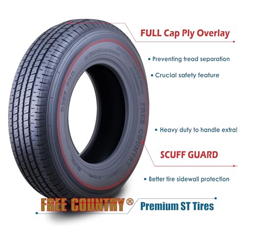 Free Country Trailer Tire Wheel ST225/75R15 10PR E 117N 6X5.5 Black Mod Pk2 - size: ST225/75R15 /6x5.5