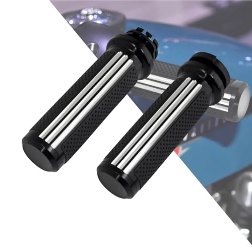 1 Inch Cable Throttle Handlebar Grips Motorcycle Hand Grips - color: #3 Black&Chrome