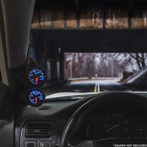 GlowShift Universal Black Dual Pillar Gauge Pod Holder