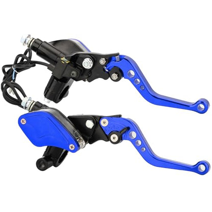7/8" 22mm Motorcycle Brake Clutch Pump Lever, Blue - color: Blue