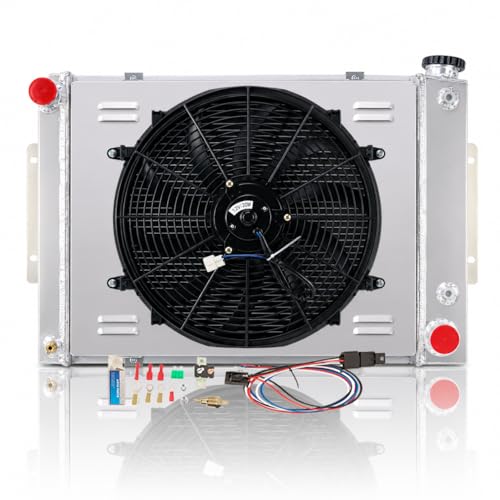 3 Row Aluminium Radiator Shroud Fan Relay Replacement for 1967-1969 Chevy Replacement for Pontiac Camaro Firebird T/A 5.7L V8 1968