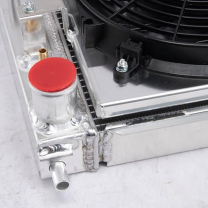 Ford Mustang Radiator Shroud Fan Compatible with 1997-2004 Ford Mustang GT SVT Cobra 4.6L 5.4L V8 1998 1999 2000 2001 2002 2003 Mustang All Aluminum Radiators with Fan Shroud