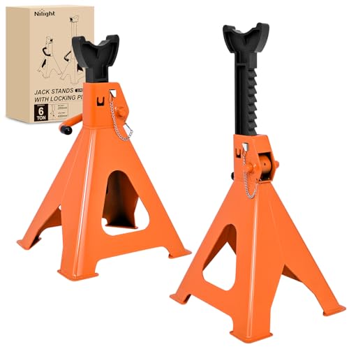 Nilight 6-Ton Jack Stands, Double Locking, 12,000 lb Capacity, 2-Pack - size: 6T
