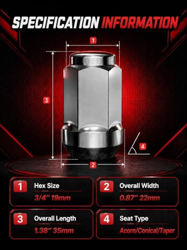 Sposuit 20 Pcs M12x1.5 Chrome Lug Nuts, 19mm Hex - Replacement for Chevy - color: Chrome, size: M12x1.5, style: 20 Pcs HexDrive