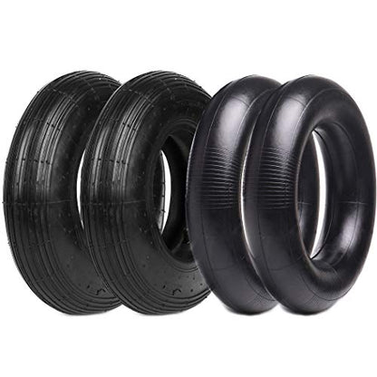 (2-Set) AR-PRO 4.80/4.00-8" Tire and Inner Tube Set - Universal Replacement Tires and Inner Tubes with 15.5" Outer Tire Diameter and 4.80" Tire Width - Fits on Dollies, Trolleys, Wagons, and More - size: 4.80/4.00-8