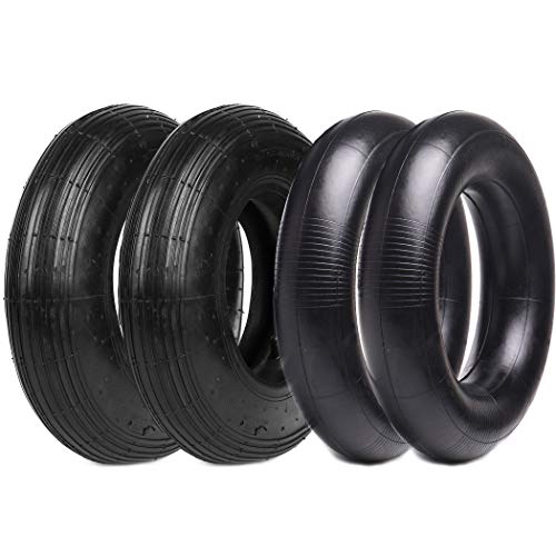 (2-Set) AR-PRO 4.80/4.00-8" Tire and Inner Tube Set - Universal Replacement Tires and Inner Tubes with 15.5" Outer Tire Diameter and 4.80" Tire Width - Fits on Dollies, Trolleys, Wagons, and More - size: 4.80/4.00-8