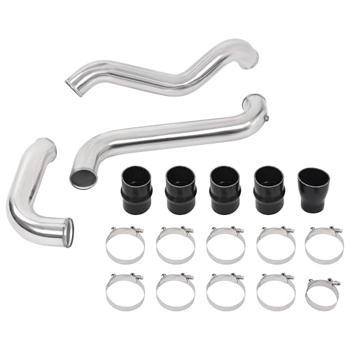 KUAFU Intercooler Pipe and Boot Kit Compatible with 2011-2016 Silverado - color: Silvery
