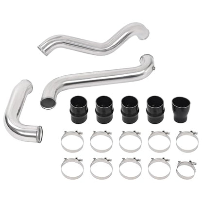 KUAFU Intercooler Pipe and Boot Kit Compatible with 2011-2016 Silverado - color: Silvery