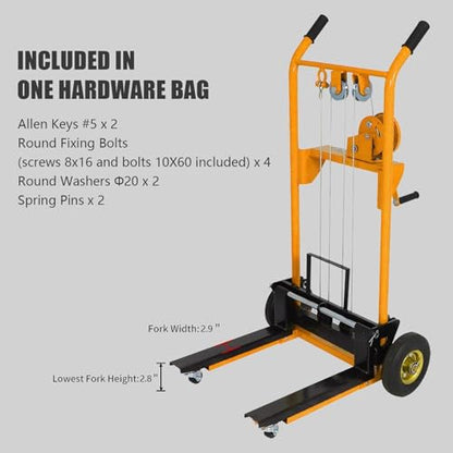 Apollo Material Lift Stacker, Pallet Truck Dolly 330 lbs Capacity - color: Yellow, size: Winch-330 lbs-40.5" Lift