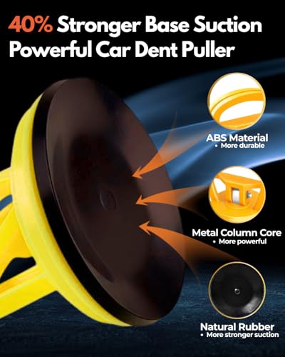 Car Dent Puller, 2 Pack Dent Repair Kit, Strong Suction Cups, Portable Dent Remover Tool for Car, Paintless Dent Removal Kit for Auto Body,Glass,Screen, Car Scratch Remover (Yelow)