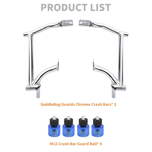 Saddle Bag Guards Crash Bars Chrome Fit for Harley Touring Street Glide FLHX Road Glide FLTRX Road King FLHR Electra Glide Ultra 09-2025 (Saddlebag Guards with Blue Decorative Wheel) - style: Saddlebag Guards with Blue Decorative Wheel
