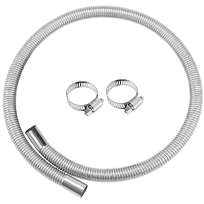 Swpeet 3Pcs 1" x 39" - 25mm x 100cm Stainless Steel Diesel Heater Exhaust Pipe with 18mm-29mm Hose Clamps Kit, Fuel Tank Air Heater Diesel Gas Vent Hose Exhaust Tubing for Car Vehicle - size: 100cm Without Exhaust Muffler