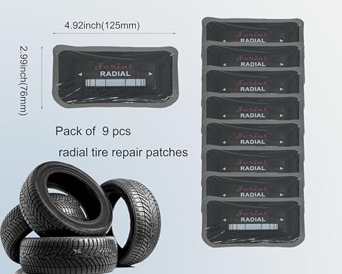 2.99" x 4.92", 2 ply, 9pcs Radial Repair Patch, Heavy Duty Tire Patches, Tire Puncture Repair Patch for Car Truck Bus Tractor Agricultural Vehicles (TP-R07) - size: 2.99" x 4.92" 9 pcs
