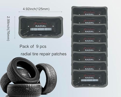 2.99" x 4.92", 2 ply, 9pcs Radial Repair Patch, Heavy Duty Tire Patches, Tire Puncture Repair Patch for Car Truck Bus Tractor Agricultural Vehicles (TP-R07) - size: 2.99" x 4.92" 9 pcs
